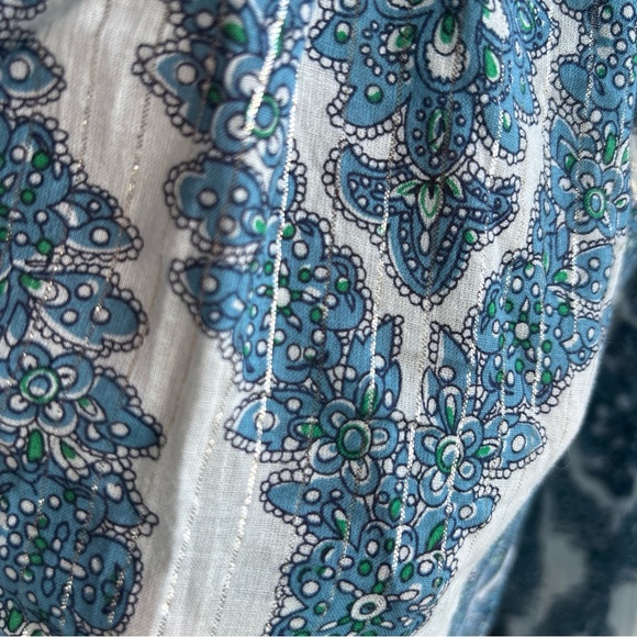 Boden Teal and White Patterned Blouse - Picture 7 of 12